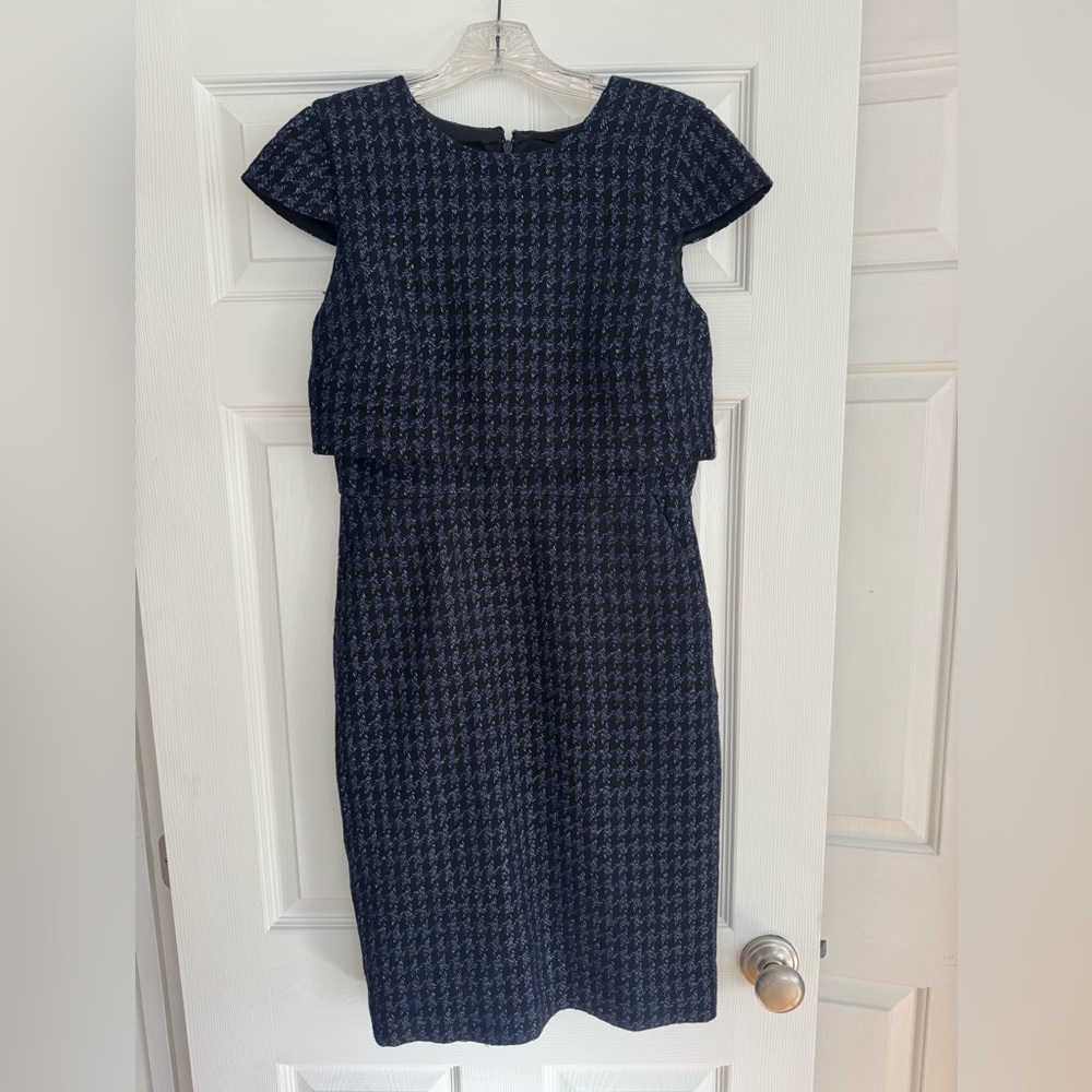 J. Crew Black and Gray Midi Dress